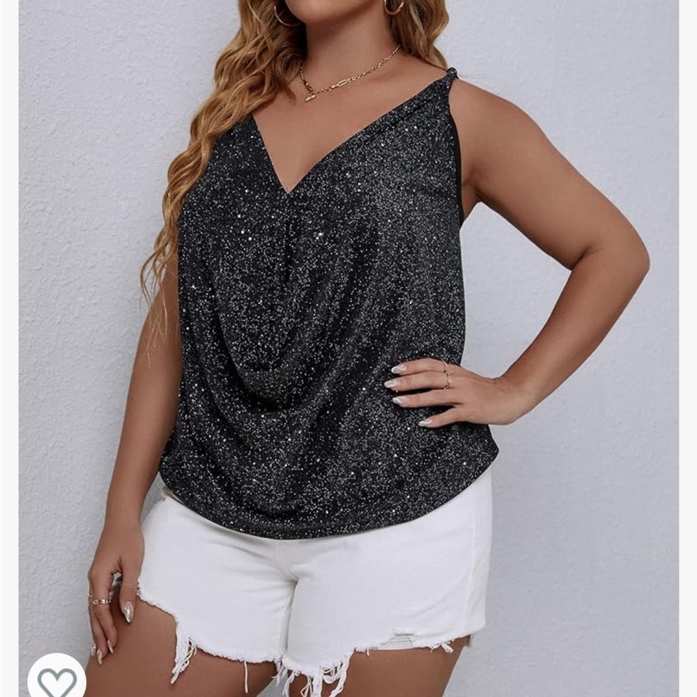 Black sparkle tank top. Stretchy and comfortable. Size XXL.